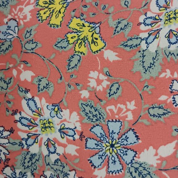 Max Studio Floral Bohemian blouse Size Large Orange Blue Yellow Short Sleeve - Picture 6 of 8